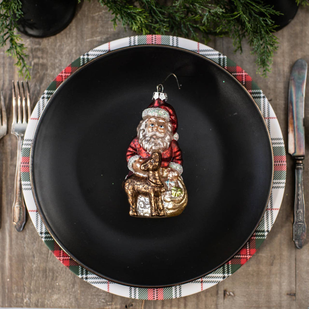 Santa With Deer Ornament