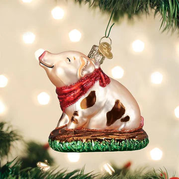 Piggy in the Puddle Glass Ornament - Old World Christmas