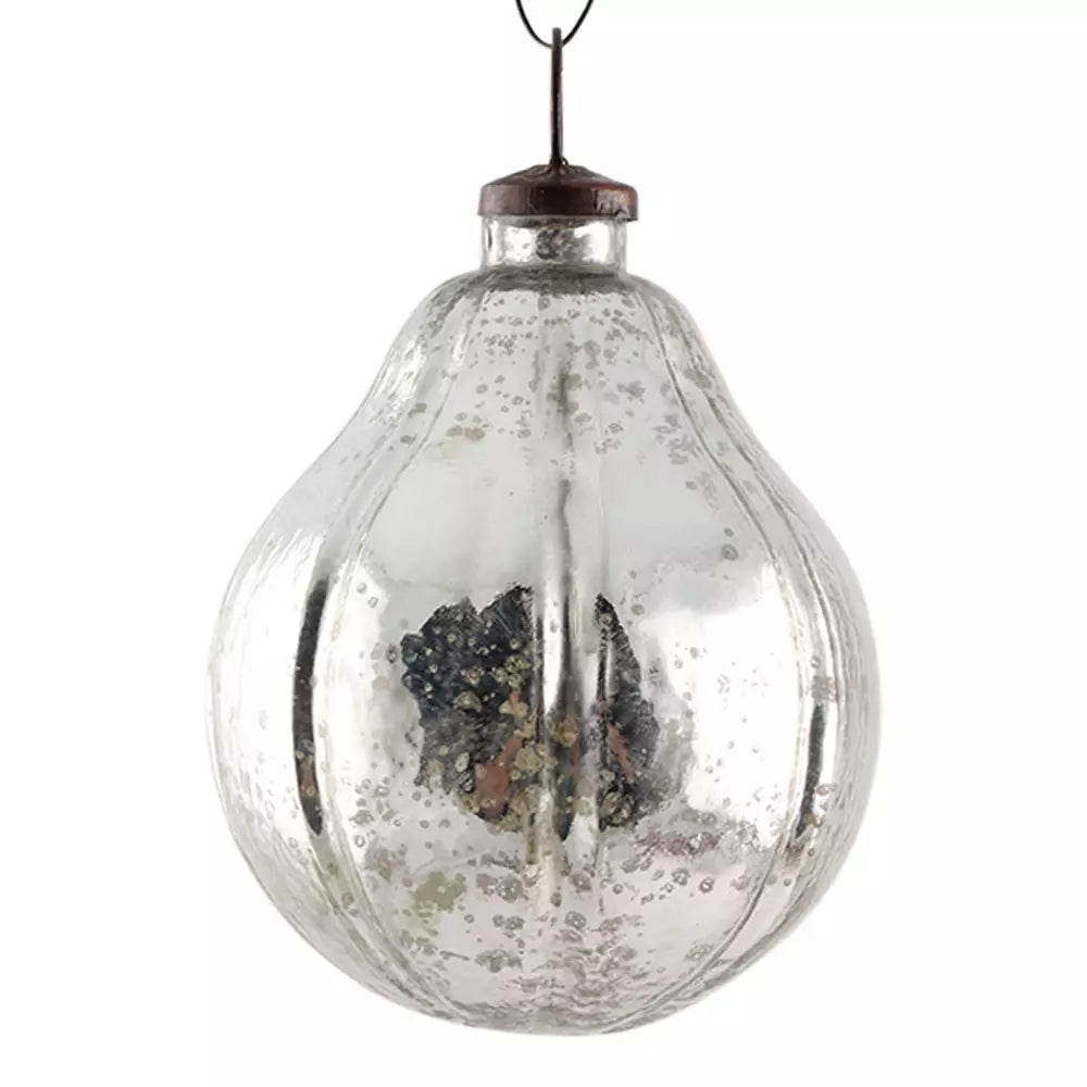 Silver Pear Glass Ornament
