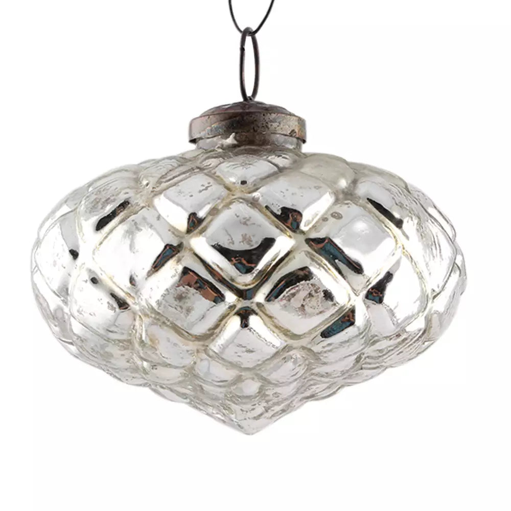 Acorn Silver Glass Ornament