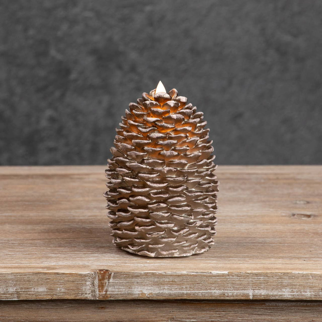 6" MOVING FLAME PINECONE CANDLE