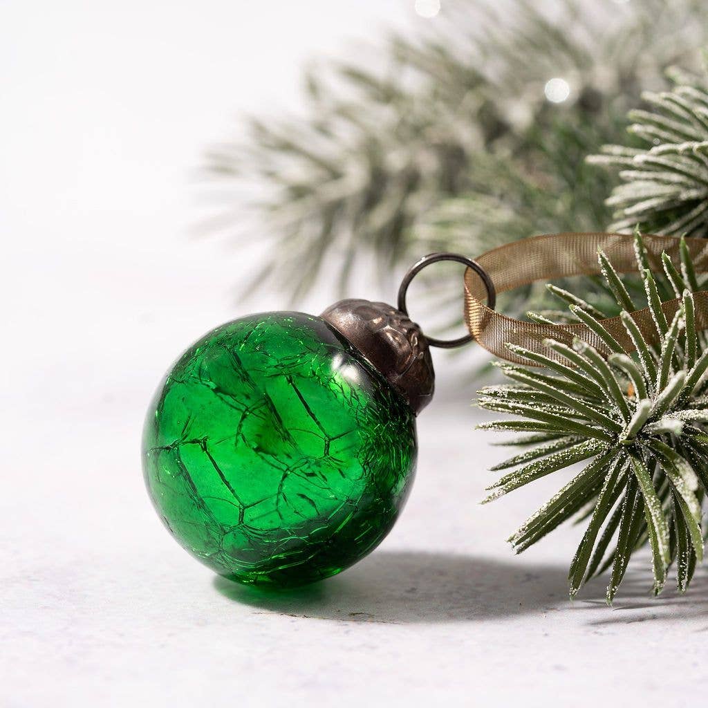 Set of 6 Small 1" Emerald Crackle Balls