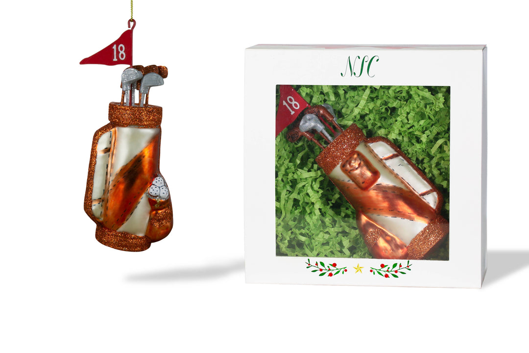 Golf Club Bag Glass Ornament
