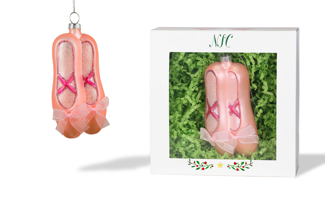 Ballerina Slippers Glass Ornament