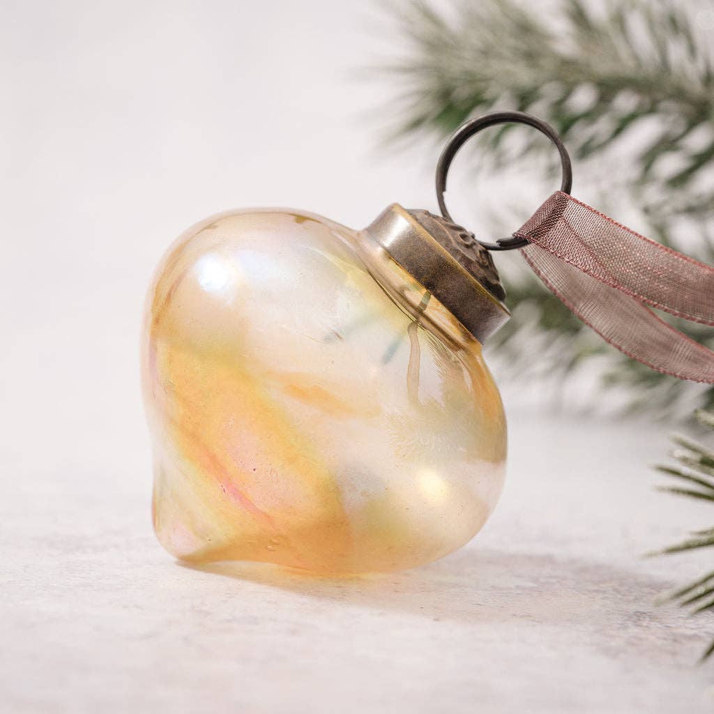 Champagne Luster Glass Lantern Ornament - 3"