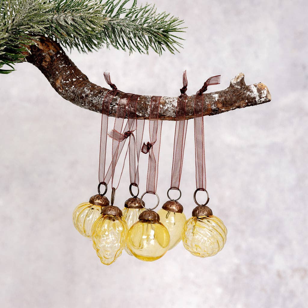 Set of 6 Small Mixed 1" Gold Luster Baubles
