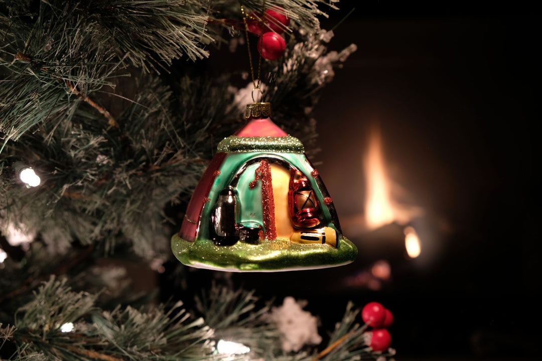 Tiny Camping Tent Glass Ornament