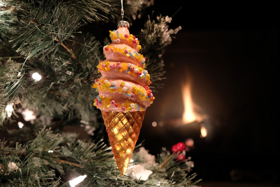 Strawberry Ice Cream Cone Ornament
