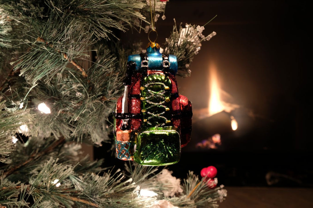 Hiking Pack Glass Ornament