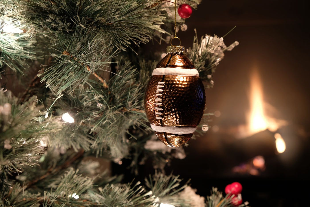 Football Glass Ornament
