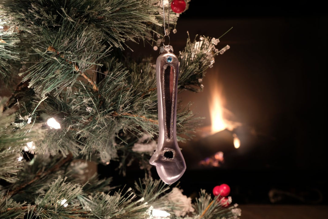 Silver Wrench Glass Ornament