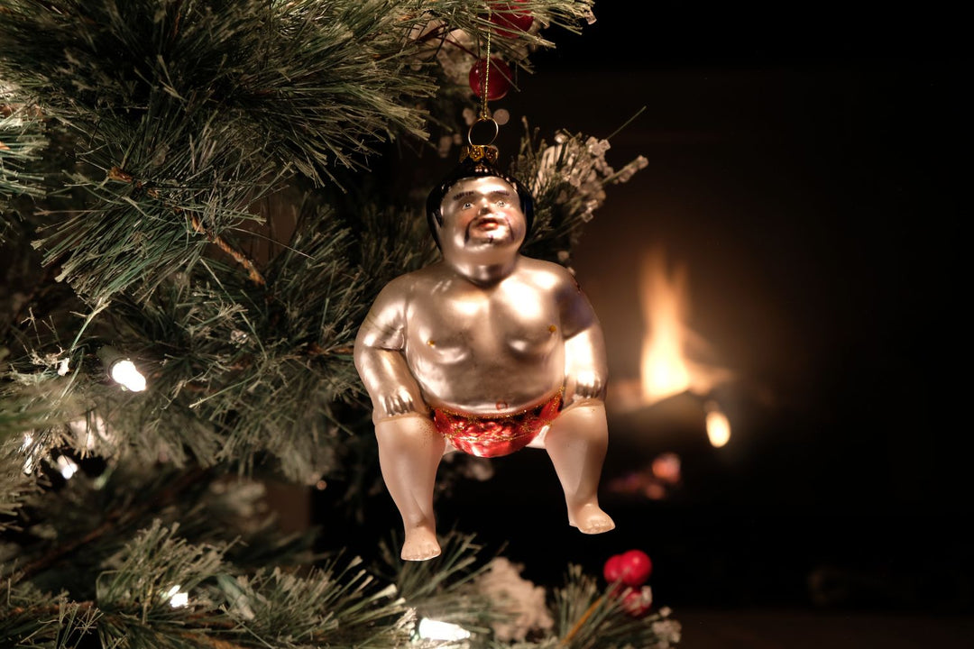 Sumo Wrestler Glass Ornament