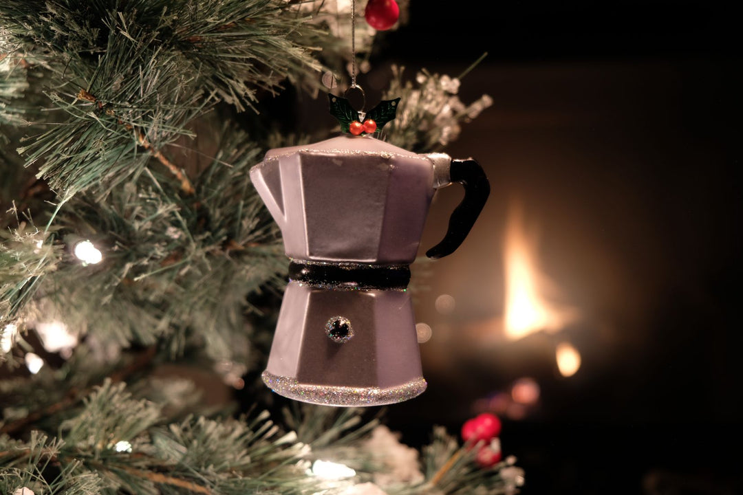 Silver Coffee Pot Glass Ornament