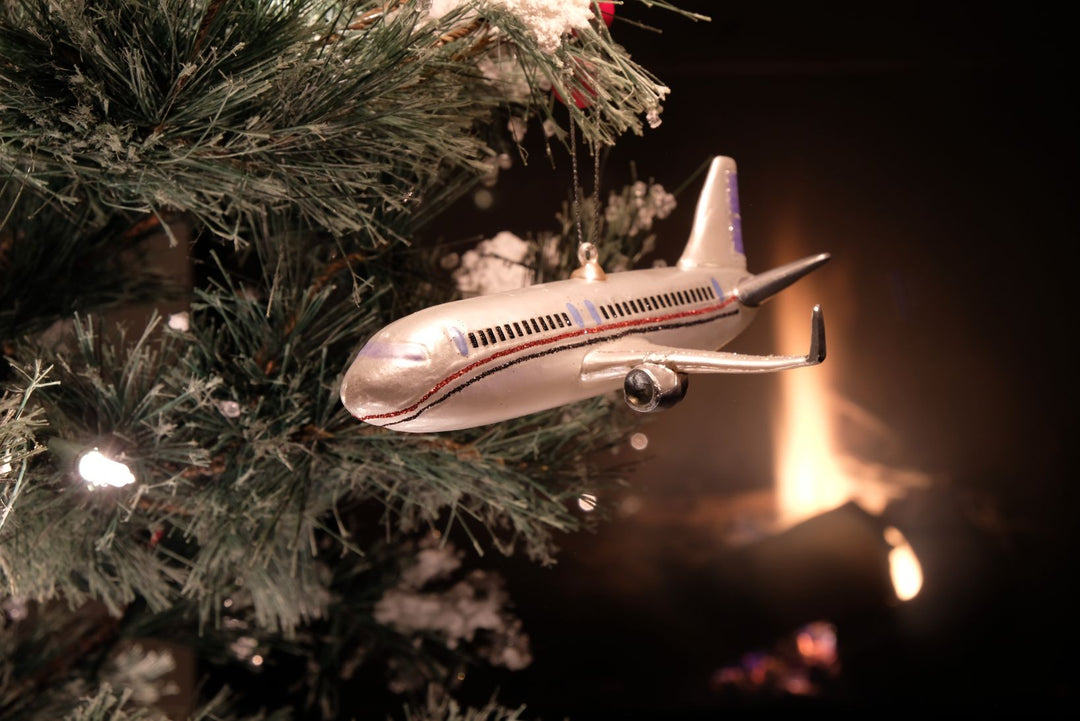 Airplane Glass Ornament