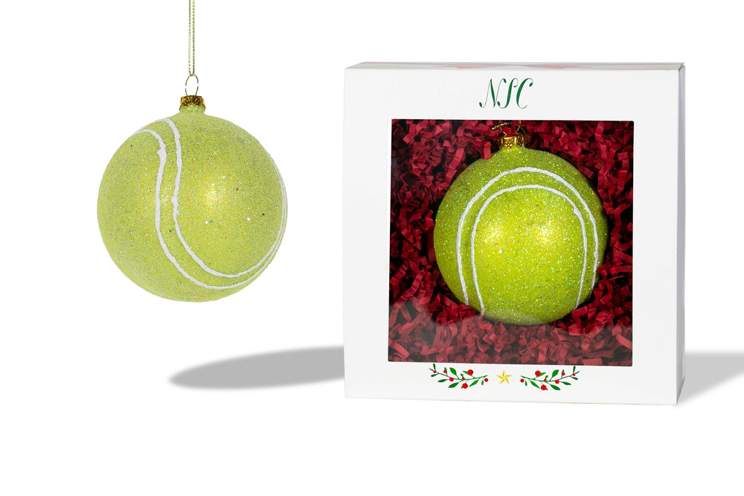 Tennis Ball Glass Ornament