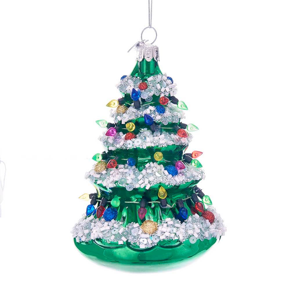 Retro Christmas Tree Glass Ornament