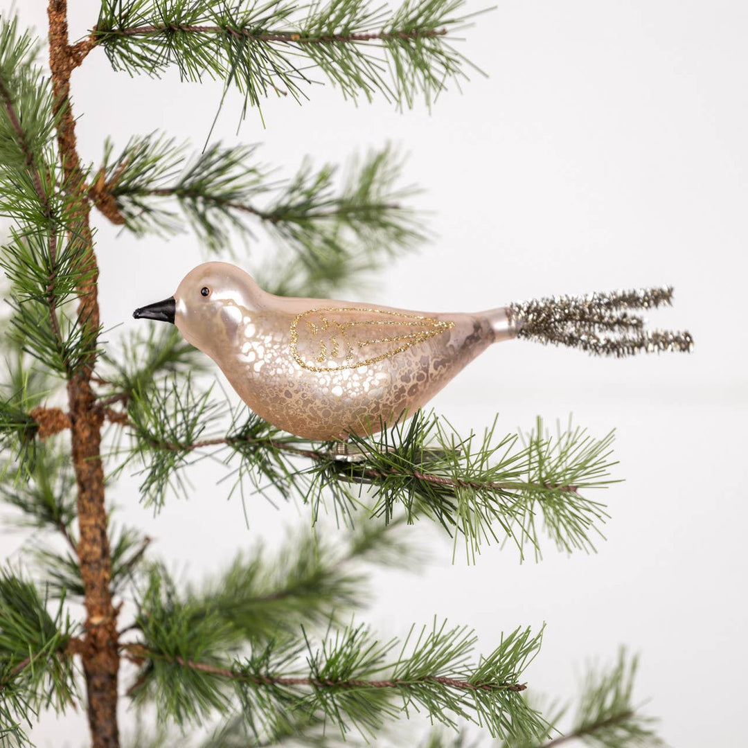 PINK & SILVER CLIP ON BIRD ORNAMENT