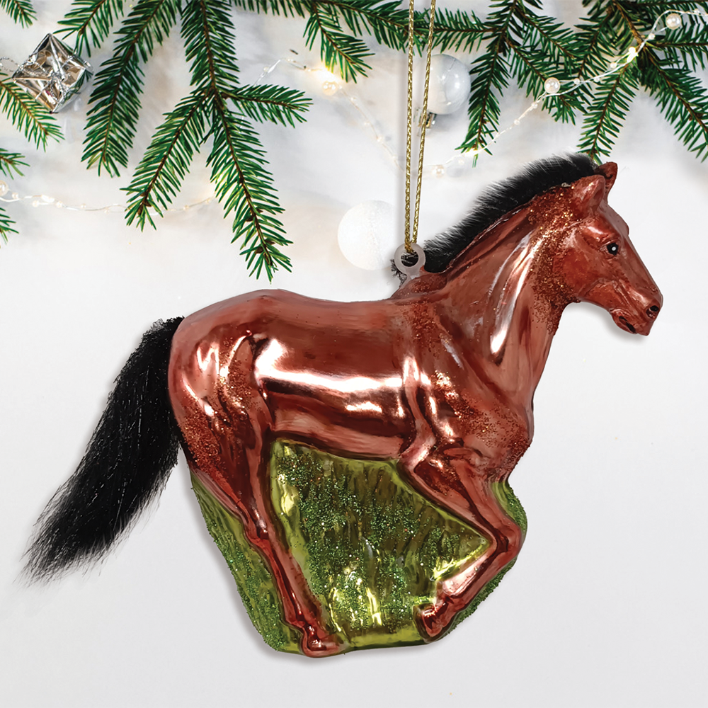 American Quarter Horse Glass Christmas Ornament