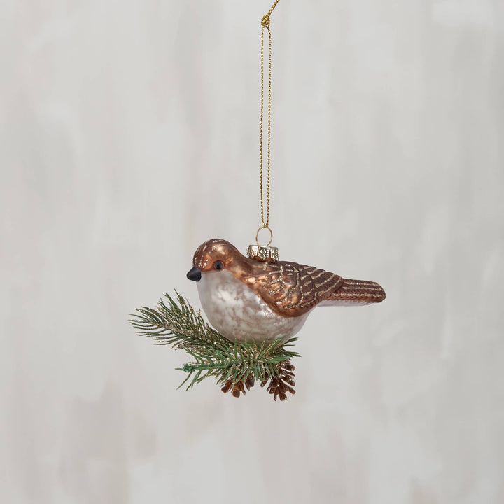 Glass Partridge Ornament