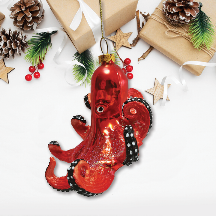 Pacific Octopus Blown Glass Christmas Ornament Sea Animal