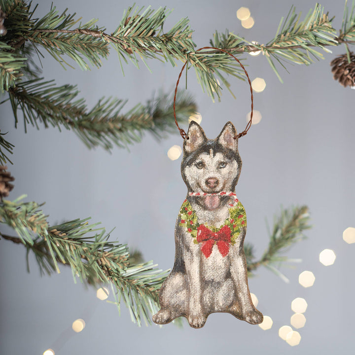 Husky Candy Cane Ornament