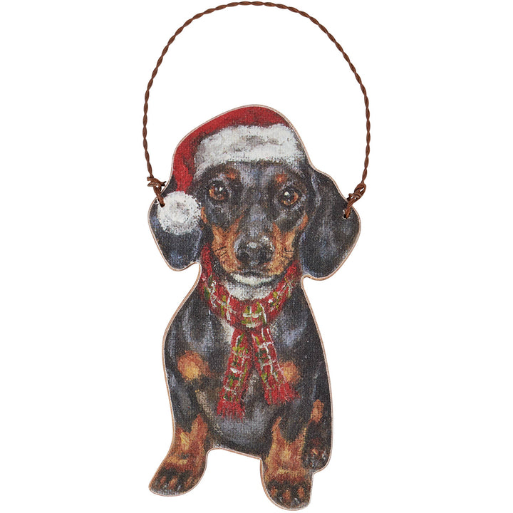 Dachshund Santa Ornament