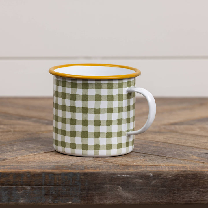 GREEN PLAID CAMP MUG