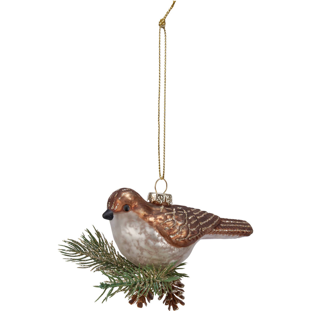 Glass Partridge Ornament