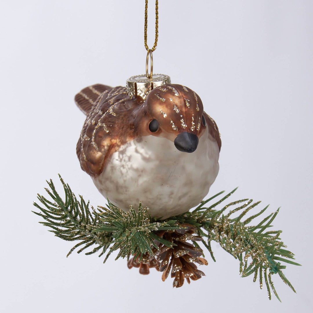 Glass Partridge Ornament