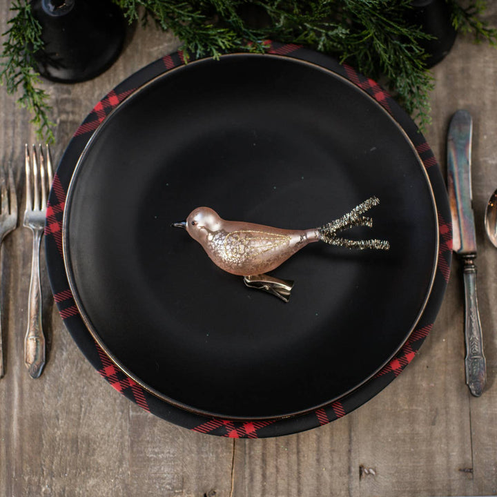 PINK & SILVER CLIP ON BIRD ORNAMENT