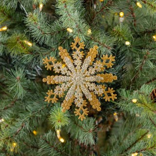 6" GLITTER STAR ORNAMENT DUAL GOLD