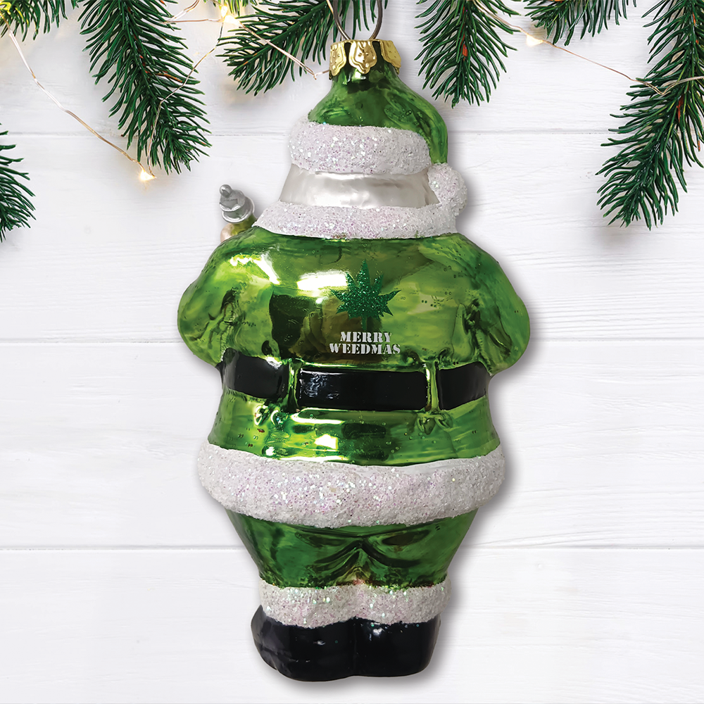 Pothead Santa Glass Ornament