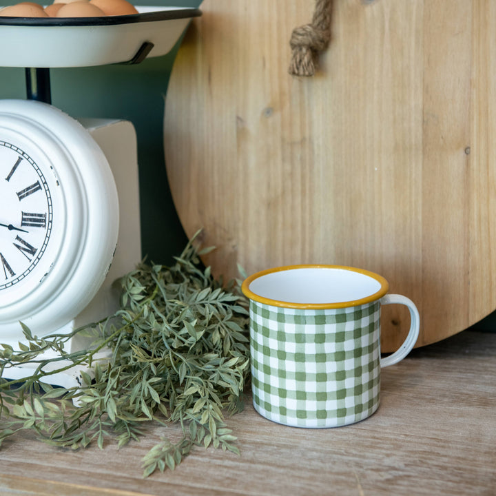 GREEN PLAID CAMP MUG