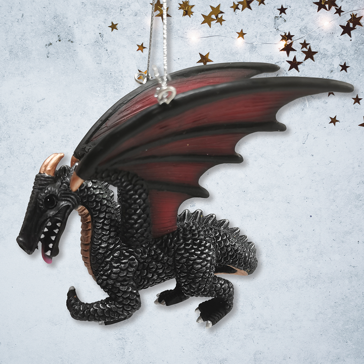 Fierce Mystical Black Dragon Ornament, Mythical Creature