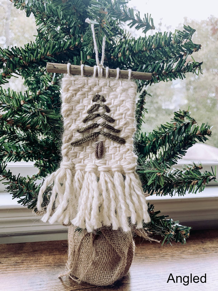 Evergreen Woven Christmas Ornament: Angled