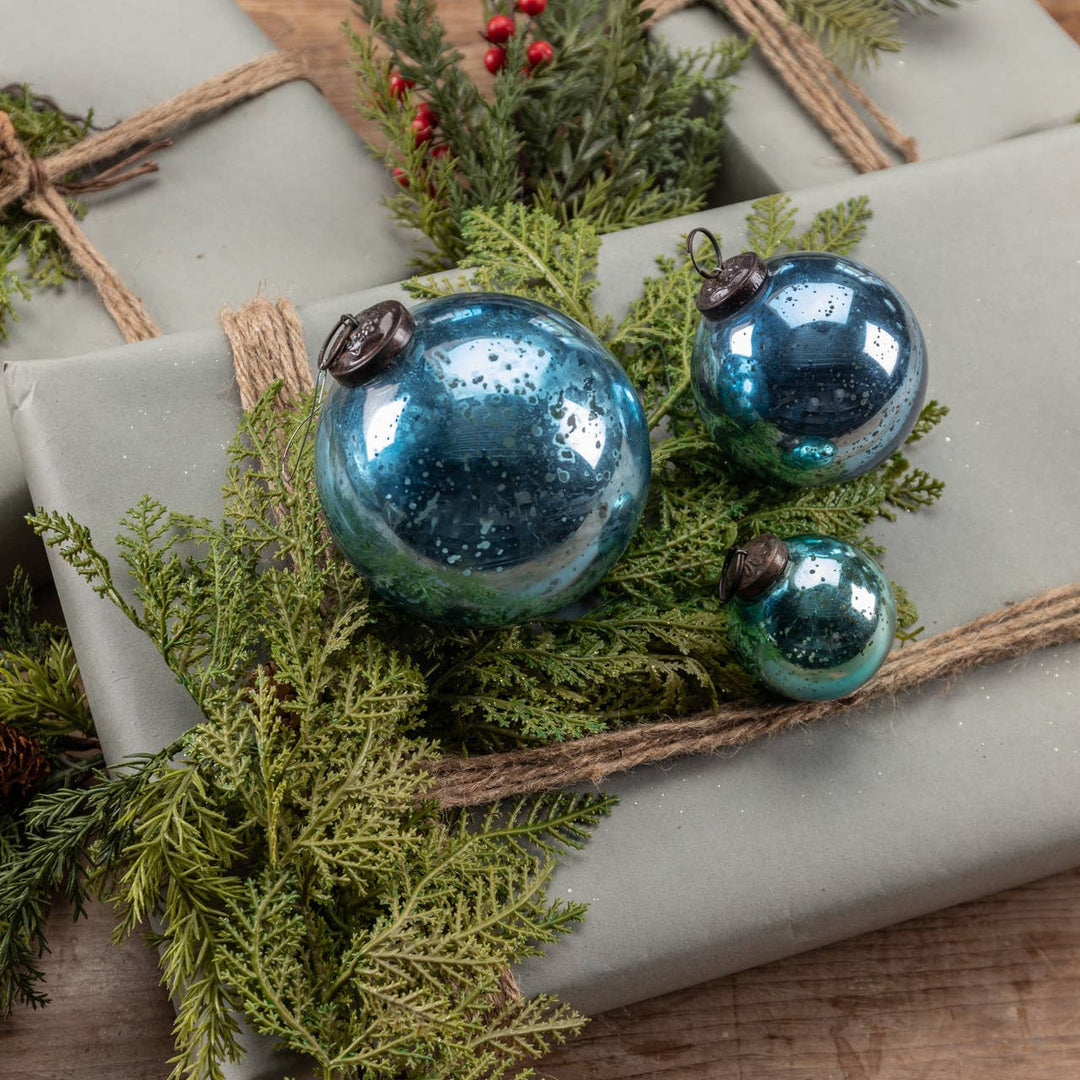 3" BLUE KUGEL ORNAMENT