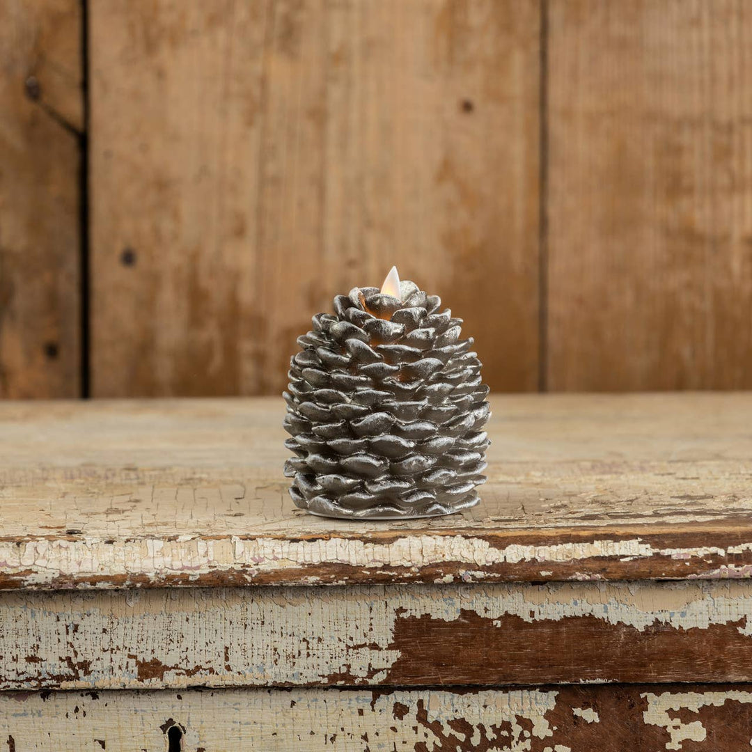 4.25" MOVING FLAME PINECONE CANDLE