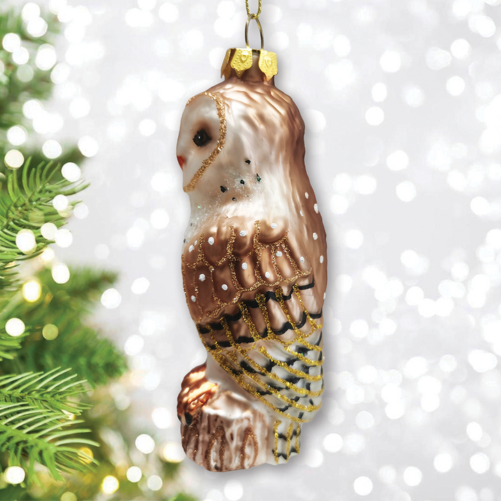 Classic Barn Owl Glass Christmas Ornament