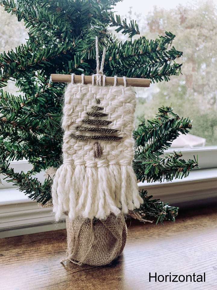 Evergreen Woven Christmas Ornament: Angled