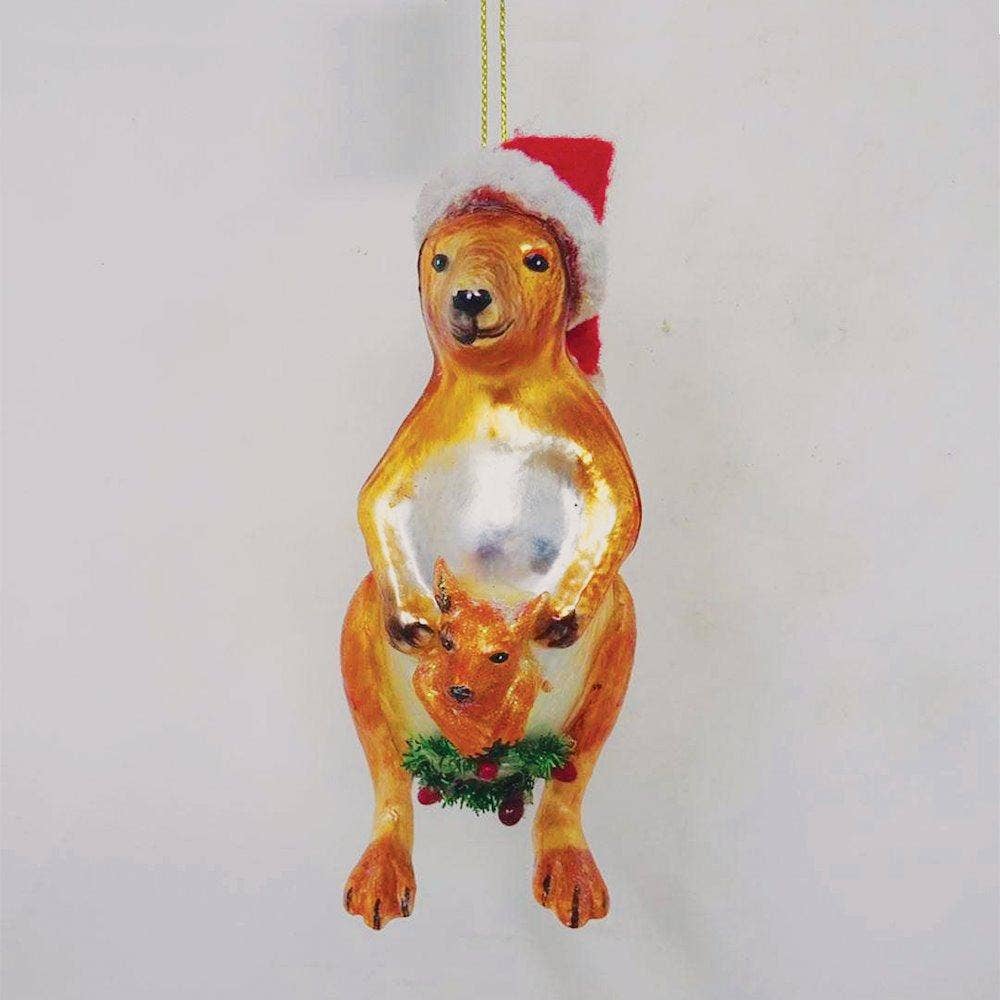 Kangaroo Glass Christmas Ornament