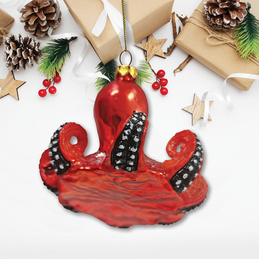 Pacific Octopus Blown Glass Christmas Ornament Sea Animal