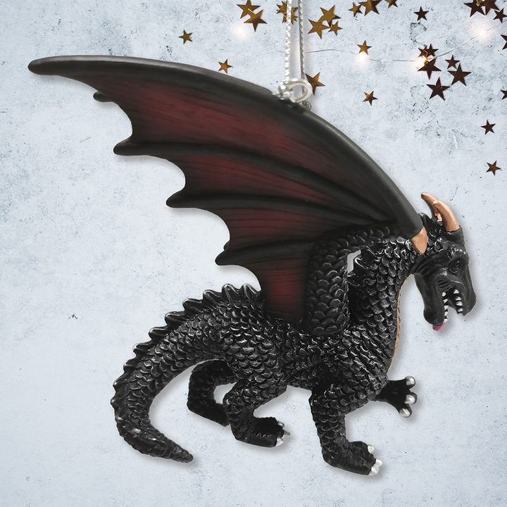 Fierce Mystical Black Dragon Ornament, Mythical Creature