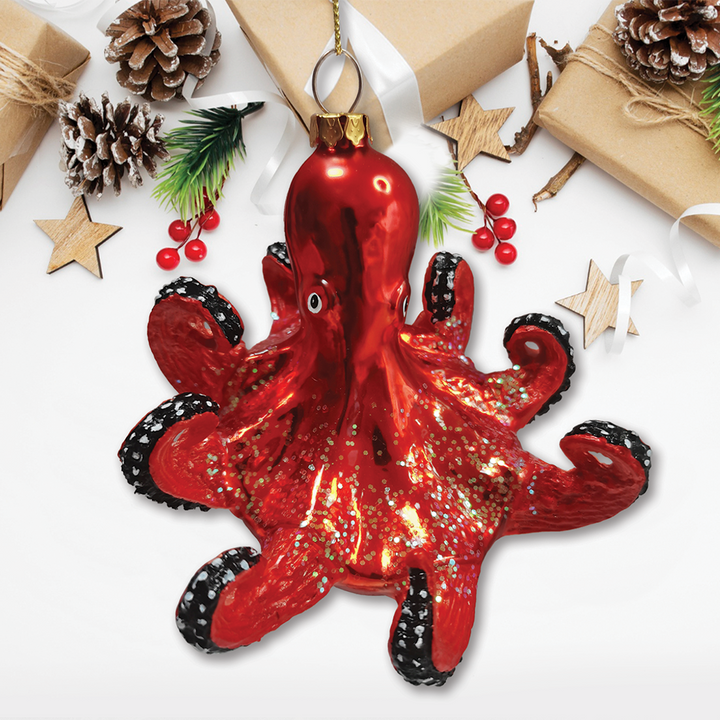 Pacific Octopus Blown Glass Christmas Ornament Sea Animal