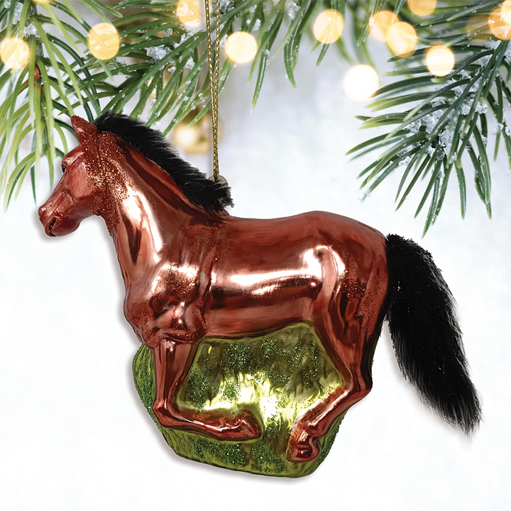 American Quarter Horse Glass Christmas Ornament